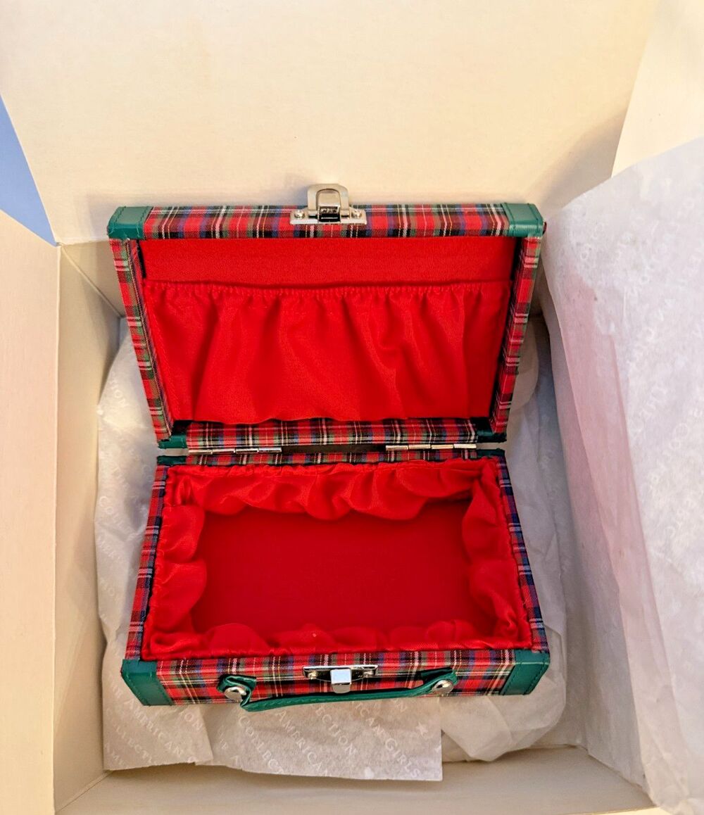 American Girl Doll Molly Plaid Suitcase Brand New Burgundy Box Christmas Gift - Picture 4 of 8